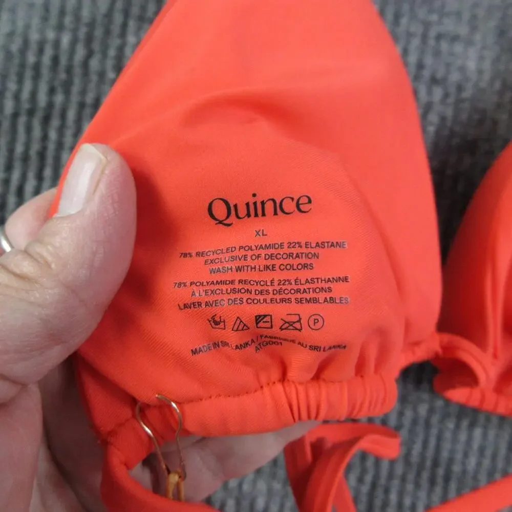 Quince Bikini Womens XL Orange Triangle Halter Thong Lined Adjustable NWT
